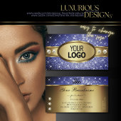 ブルー王室のグリッタースターズダイヤモンドとロゴ金ゴールド 名刺