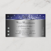 ブルー王室のグリッタースパークルスターズダイアモンズモノグラム 名刺 (裏面)