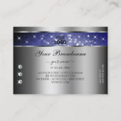 ブルー王室のグリッタースパークルスターズダイヤモンドとロゴ 名刺 (裏面)