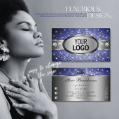 ブルー王室のグリッタースパークルスターズダイヤモンドとロゴ 名刺