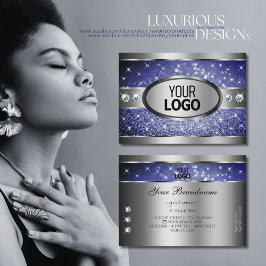 ブルー王室のグリッタースパークルスターズダイヤモンドとロゴ 名刺