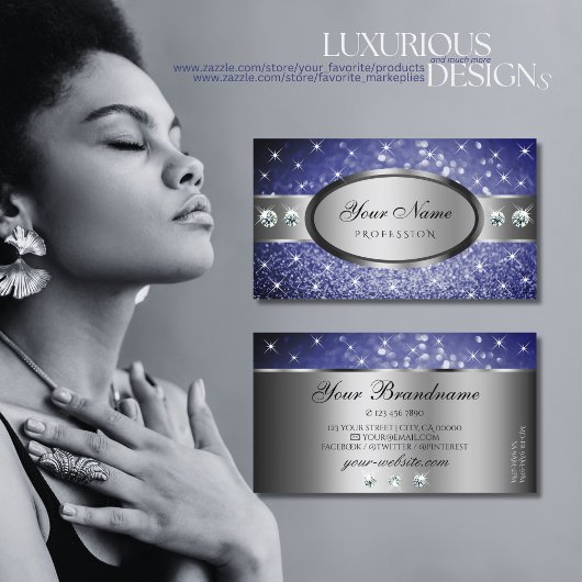 ブルー王室のグリッタースパークルスターズダイヤモンド品質 名刺