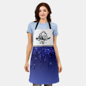 ブルー王室のグリッタードリップスパーソナライズされたエプロン エプロン (着用した状態)