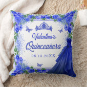 ブルー王室のグリッターフローラキンセアニェラパーティー クッション (ブランケット)