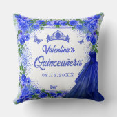 ブルー王室のグリッターフローラキンセアニェラパーティー クッション (裏面)