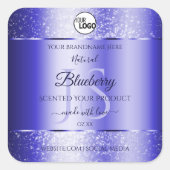 ブルー王室のグリッター製品ラベルモノグラムロゴ スクエアシール (正面)