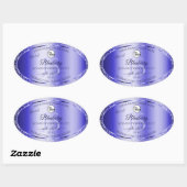 ブルー王室のグリッター製品ラベルモノグラムロゴ 楕円形シール (シート)