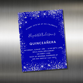 ブルー王室のグリッター誕生日の招待マグネット