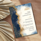 ブルー王室のグリッター金ゴールドビスミッラ・ニカ招待 招待状