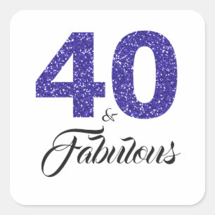 ブルー王室のグリッター40と素晴らしい   40th誕生日 スクエアシール