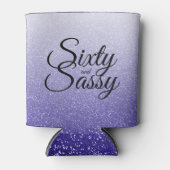 ブルー王室のグリッター60グラデーションサッシー60誕生日 缶クーラー (正面)