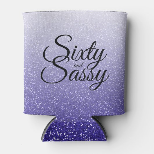 ブルー王室のグリッター60グラデーションサッシー60誕生日 缶クーラー (正面)