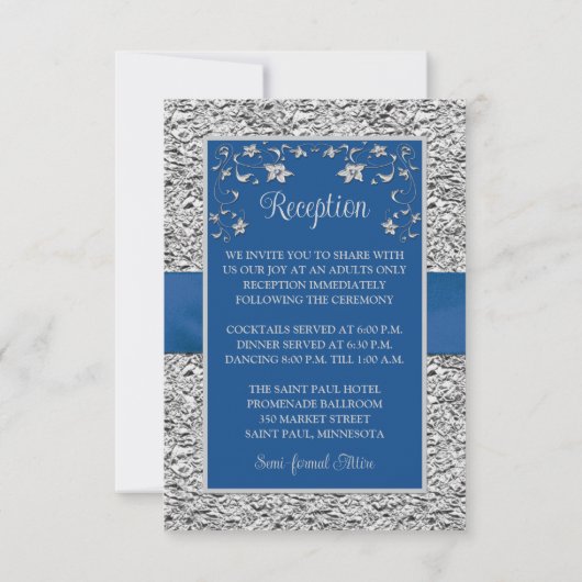 ブルー王室のグレイハート披露宴カード 出欠カード (裏面)