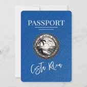 ブルー王室のコスタリカパスポート結婚式招待状 招待状 (裏面)