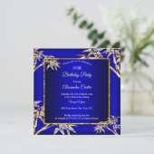 ブルー王室のゴールデンバンブーフォトバースデーパーティー 招待状 (スタンド正面)