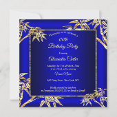 ブルー王室のゴールデンバンブーフォトバースデーパーティー 招待状 (正面)