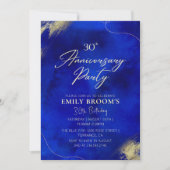 ブルー王室のゴールデン30th誕生日パーティーお祝い 招待状 (正面)