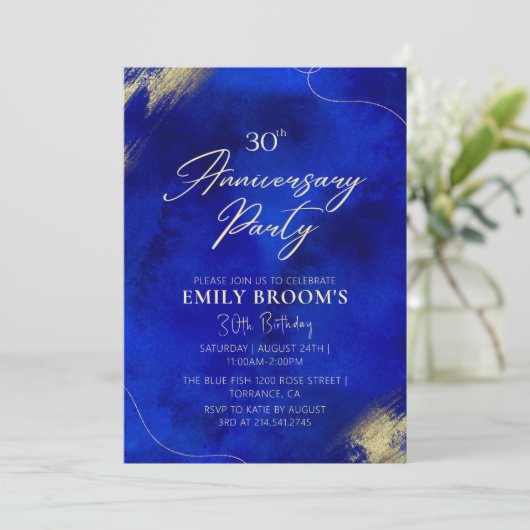 ブルー王室のゴールデン30th誕生日パーティーお祝い 招待状 (スタンド正面)