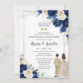 ブルー王室のシャンパンツインズボーイガールキンセアニラ 招待状 (正面)