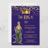 ブルー王室のシャンパンメンズキング誕生日パーティー 招待状 (正面)