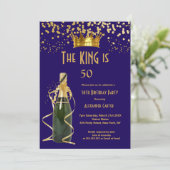 ブルー王室のシャンパンメンズキング誕生日パーティー 招待状 (スタンド正面)