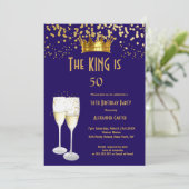 ブルー王室のシャンパンメンズキング50誕生日パーティー 招待状 (スタンド正面)