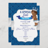 ブルー王室のシルバーアフリカンプリンスシャワー招待状 招待状 (正面/裏面)