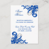 ブルー王室のシルバーフローリッシュウェディングレセプション エンクロージャーカード (正面)