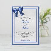 ブルー王室のシルバーボウメタル優雅な結婚式 招待状 (スタンド正面)
