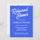 ブルー王室のシンプルスタイル結婚リハーサルディナー 招待状 (正面)