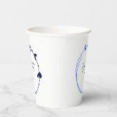 ブルー王室のシンプルハートリースモノグラム結婚ズ 紙コップ (右)