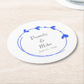 ブルー王室のシンプルハート結婚リース ペーパーコースター (アングル)