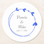 ブルー王室のシンプルハート結婚リース ペーパーコースター (正面)