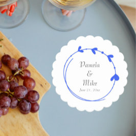 ブルー王室のシンプルハート結婚リース ペーパーコースター