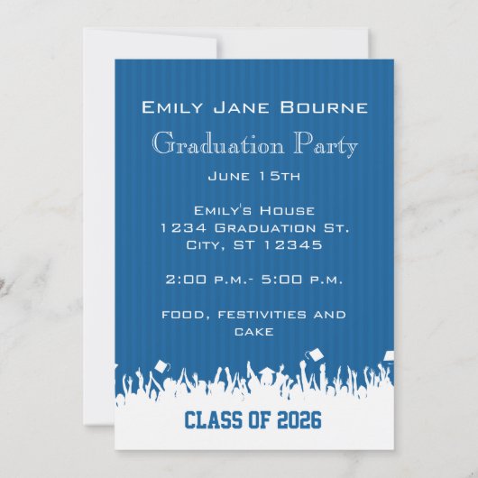 ブルー王室のジグザグシニアクラス写真 案内状 (裏面)