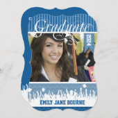 ブルー王室のジグザグシニアクラス写真 案内状 (正面/裏面)