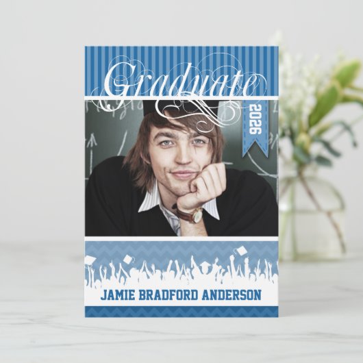 ブルー王室のジグザグシニアクラス写真 案内状 (スタンド正面)