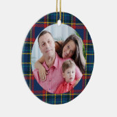 ブルー王室のスコティッシュタータンチェック、赤およびその他のストライプ セラミックオーナメント (右)