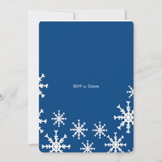 ブルー王室のスノーフレーク冬の結婚式招待状 招待状 (裏面)
