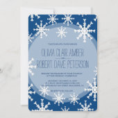 ブルー王室のスノーフレーク冬の結婚式招待状 招待状 (正面)