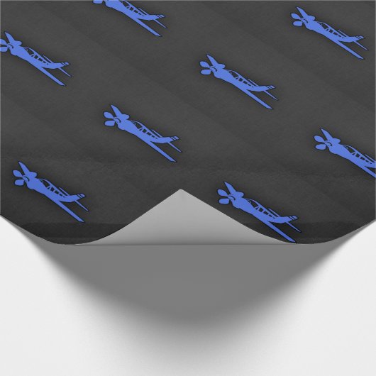 ブルー王室のスモール飛行機 ラッピングペーパー (角)