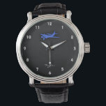ブルー王室のスモール飛行機 腕時計<br><div class="desc">黒クールと暗い灰色の質感の背景にお洒落は、青い小さなプロペラ飛行機。愛素晴らしするプロップ飛行機パイロットのギフト飛んでいる!名前または文字を追加してカスタマイズするこのアイテムで使用されているイメージはライセンスを受け、©グラフィックスFactory.com</div>