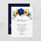ブルー王室のス素朴ンフラワーモダンブライダルシャワー サンキューカード (正面/裏面)