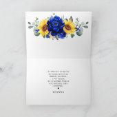 ブルー王室のス素朴ンフラワーモダンブライダルシャワーT サンキューカード (内部)