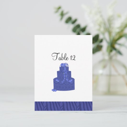 ブルー王室のス結婚ケーキテーブル席カード ポストカード (スタンド正面)