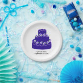 ブルー王室のス結婚ケーキ ペーパープレート (パーティー)