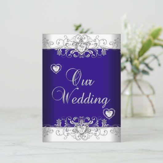 ブルー王室のス結婚シルバーダイヤモンドハート2 招待状 (スタンド正面)