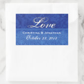 ブルー王室のズ結婚ラブダマスクとリボン 長方形シール (バッグ)