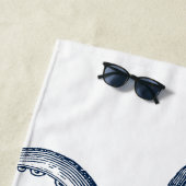 ブルー王室のタコイラストレーション ビーチタオル (インサイチュ)