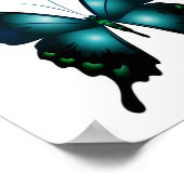 ブルー王室のターコイズエレガントお洒落蝶 ポスター (角)